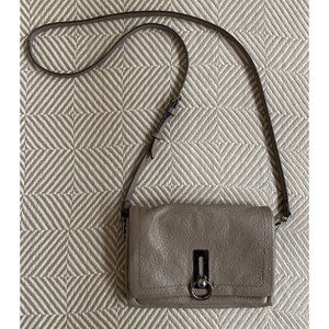 Vince Camuto Crossbody Sanna Bag Pebble Leather Gray Silver Hardware Pockets